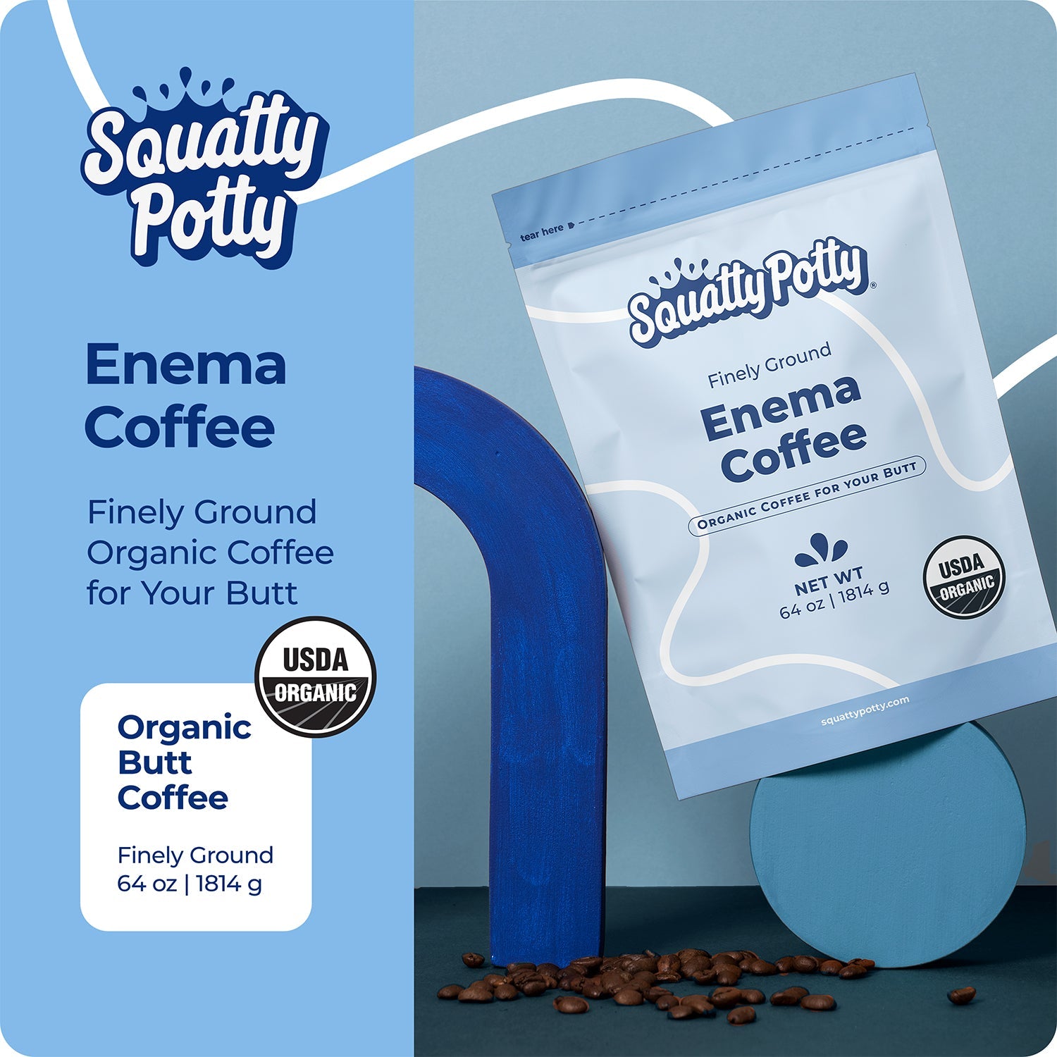 Squatty Potty Enema Coffee – Organic – 419° Roasted. Ground Coffee. Cleanse and Detoxify. Made in USA – 4 lb Bag