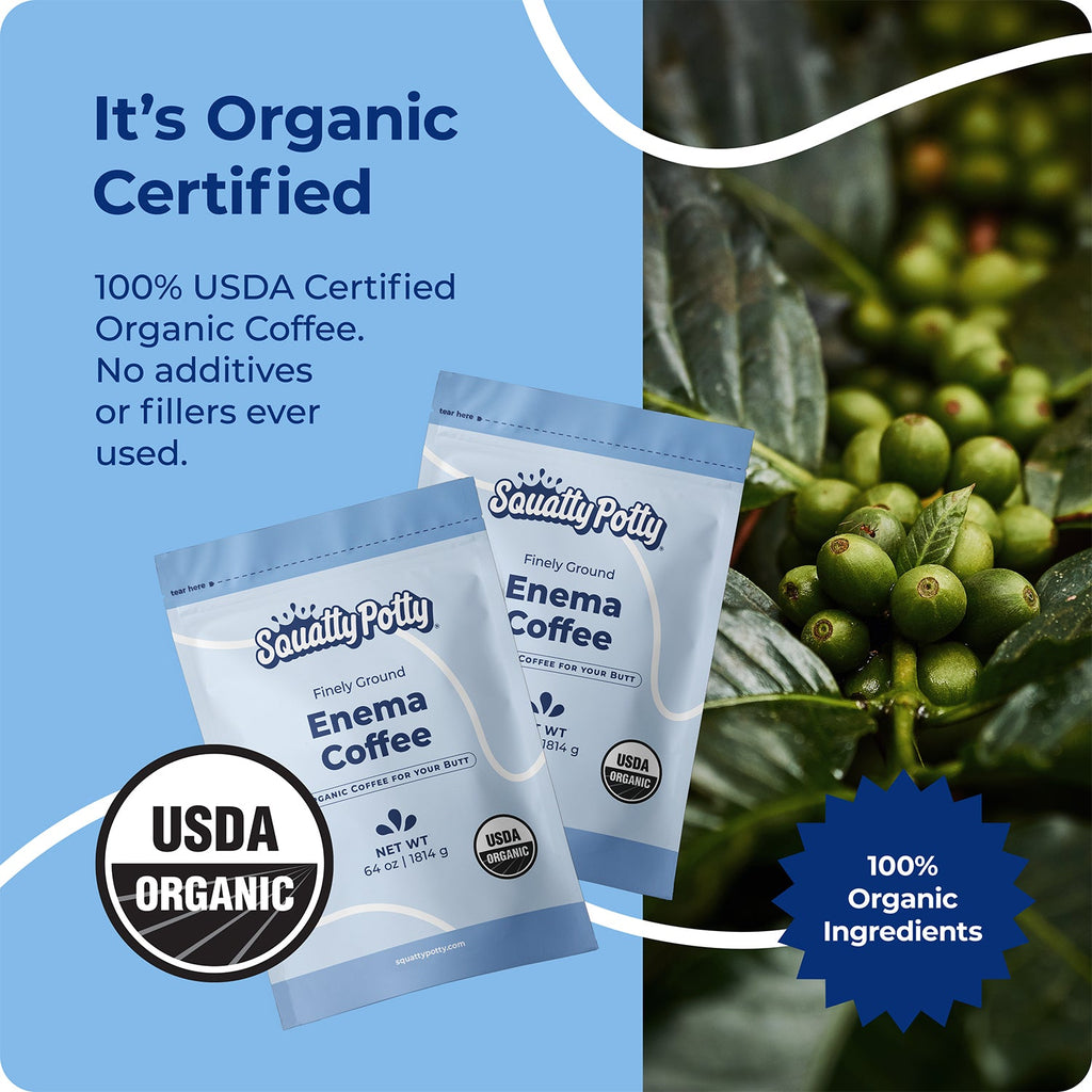 Squatty Potty Enema Coffee – Organic – 419° Roasted. Ground Coffee. Cleanse and Detoxify. Made in USA – 4 lb Bag